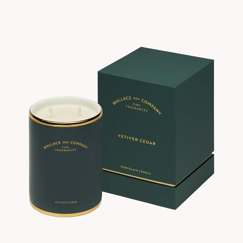 Vetiver Cedar Porcelain Candle