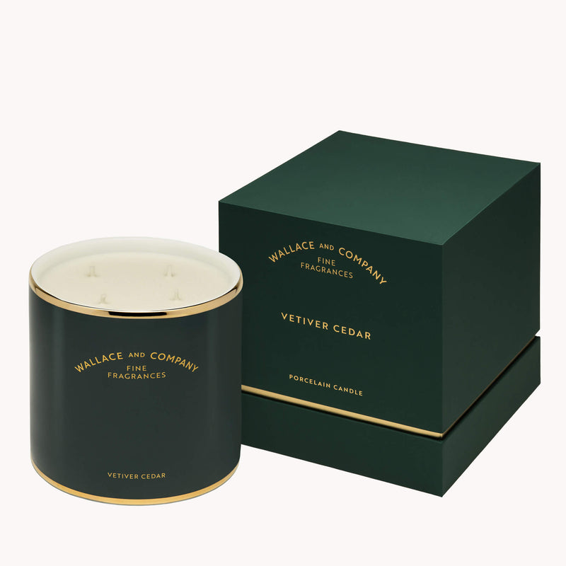 Vetiver Cedar Porcelain Candle