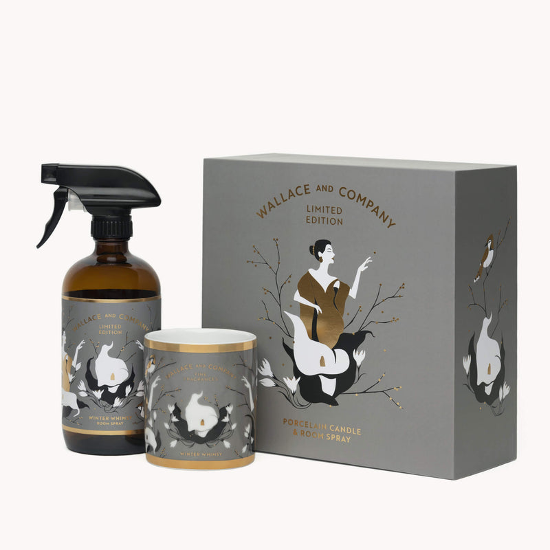 Winter Whimsy Room Spray & Porcelain Candle Set